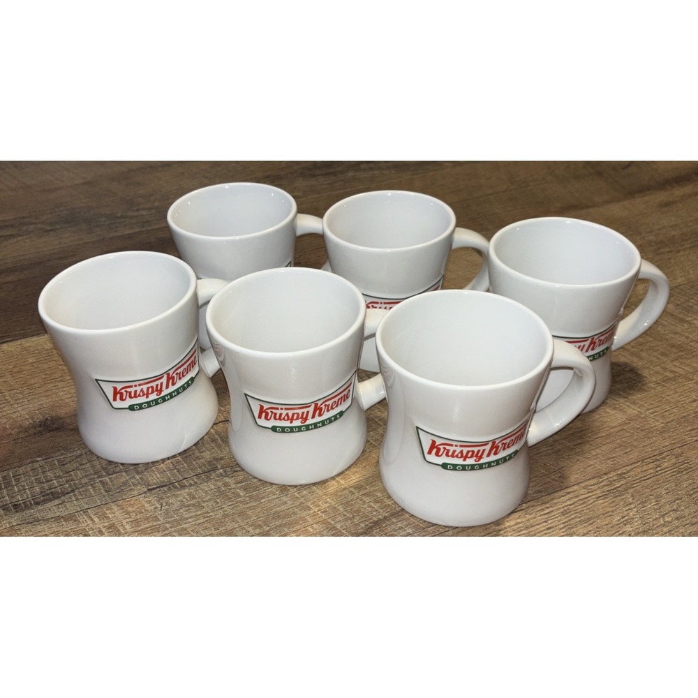 Krispy Kreme, Raised Lettering, Heavy Duty, Double Side Coffee Mugs Set Of 6